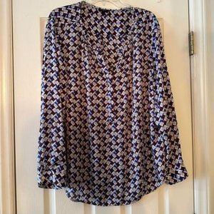 💜 Talbots Blouse – 2X Purple Geometric Print, Elegant & Flowy!